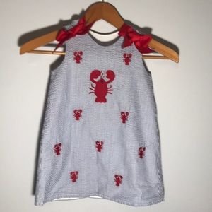 Girls Seersucker and Lobster summer dress